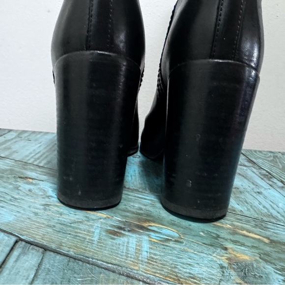 KATE SPADE Baise Pull-On Black Calf Leather Boot 4" Stacked Heel Size 8.5 - Picture 4 of 16